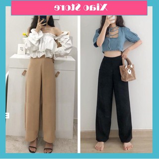 Quần ống rộng culottes suông dài chất dày lưng cao 2 màu đen be (Tất cả là hình thật) ་