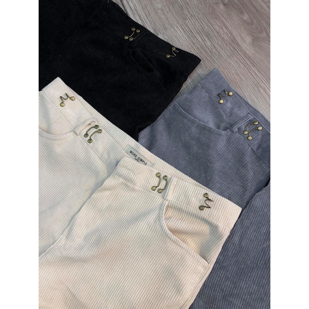 QUẦN SUÔNG VẢI NHUNG GÂN CÓ GÀI LƯNG FORM RỘNG UNISEX