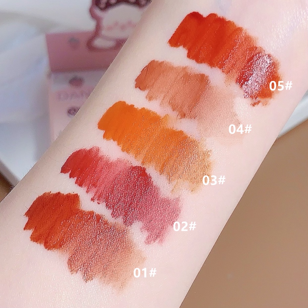 Set 5 Son Kem Lì DANMOLU Kháng Nước Lâu Trôi Mềm Mịn Như Lụa