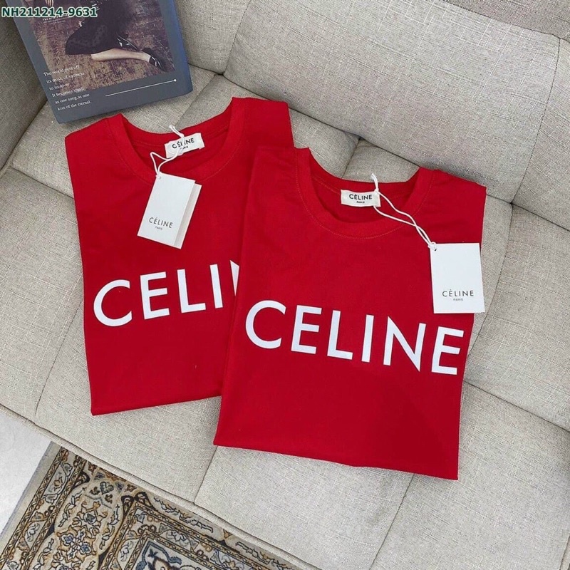 [GIÁ HUỶ DIỆT] Áo Phông Tay Lỡ CELINE Unisex Nam Nữ Màu Đỏ Mặc Tết- Áo Thun Tay Lỡ Ulzzang Form Rộng Unisex