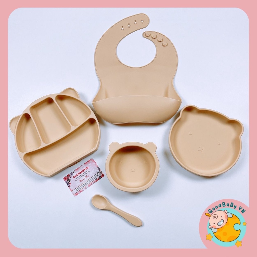 Khay ăn dặm silicon mềm chống đổ cho bé Goodbabyvn