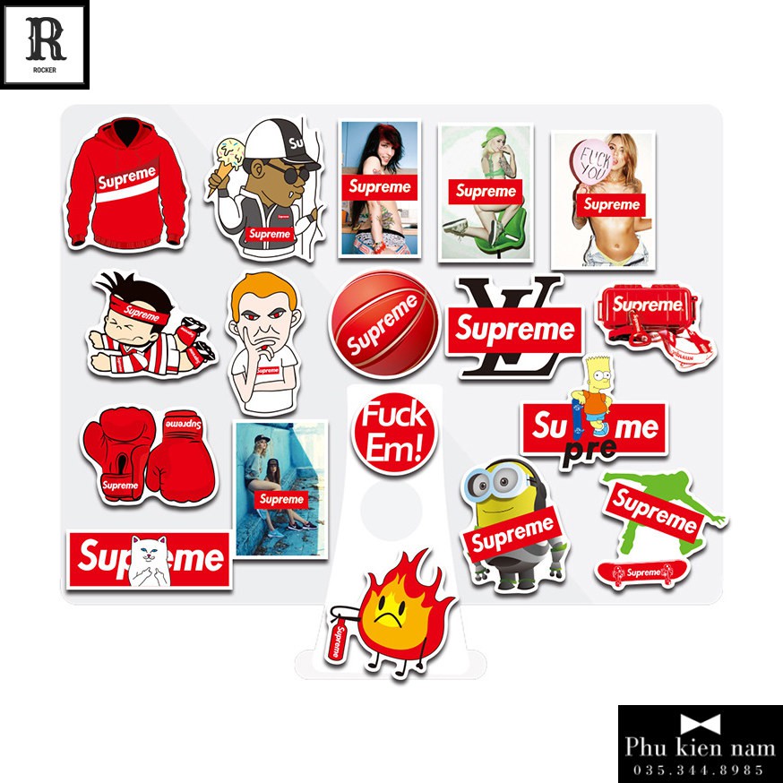 Sticker PVC Hoạt Hình Supreme Cả bộ 100 hình ST073