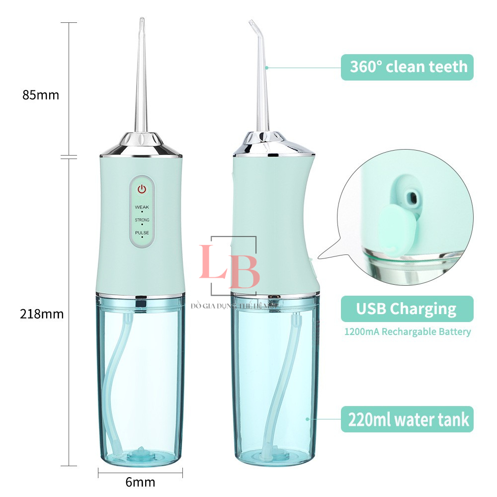 Máy tăm nước cầm tay Oral Irrigator, tăm nước vệ sinh răng 4 đầu tăm bản quốc tế mới nhất 2023