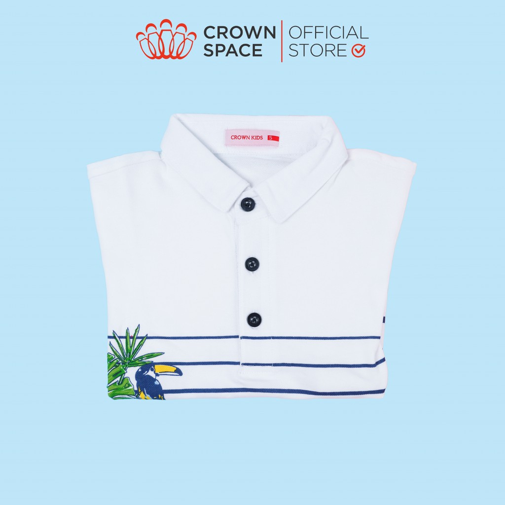 [Mã LT50 giảm 50k đơn 250k] Áo Polo Bé Trai Chính Hãng Crown Space CKBS2111101 TShirt Vải Cotton Thoáng Mát Từ Size 1-8