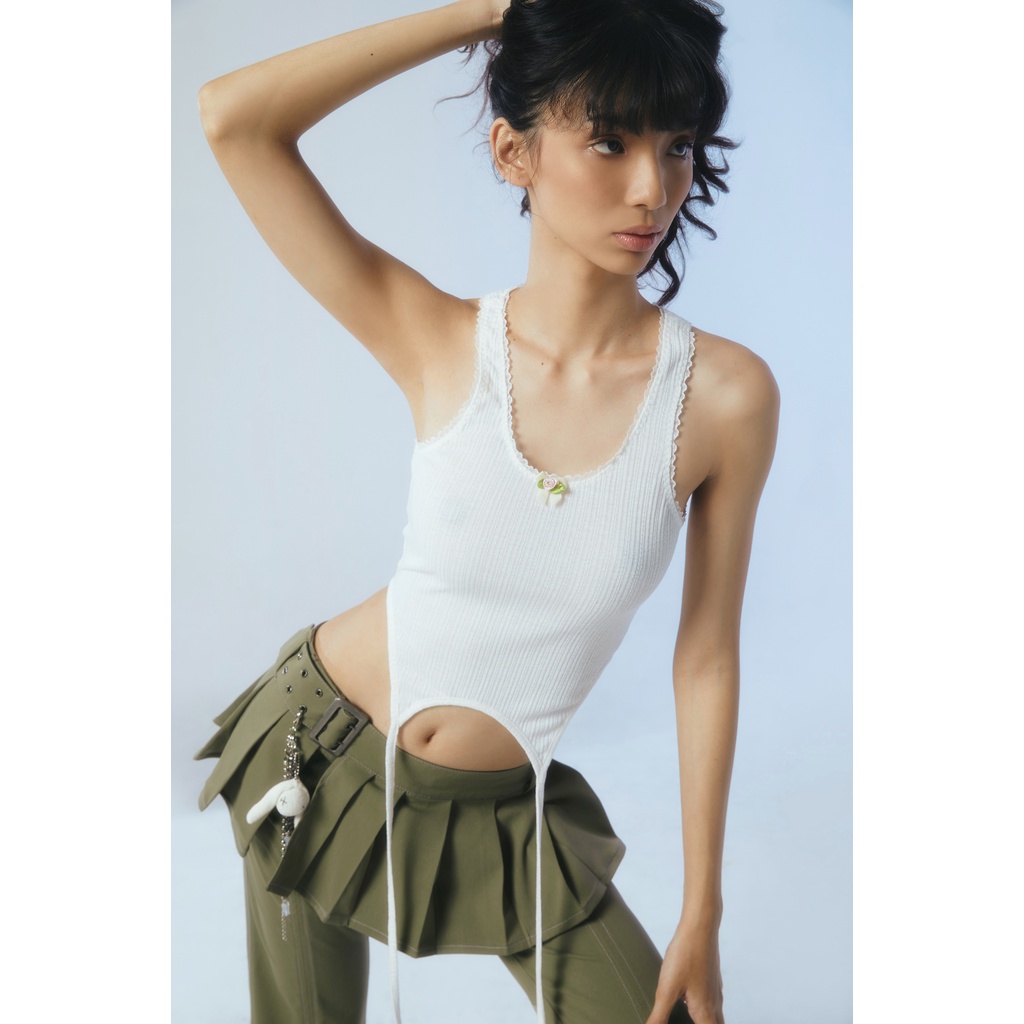 CLAY TANK TOP - áo ba lỗ trắng viền ren