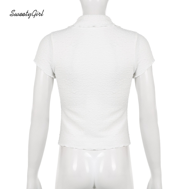 Áo Thun Tay Ngắn Cổ Bẻ Cài Nút Dáng Ôm Màu Trơn 2022 Thời Trang Cho Nữ