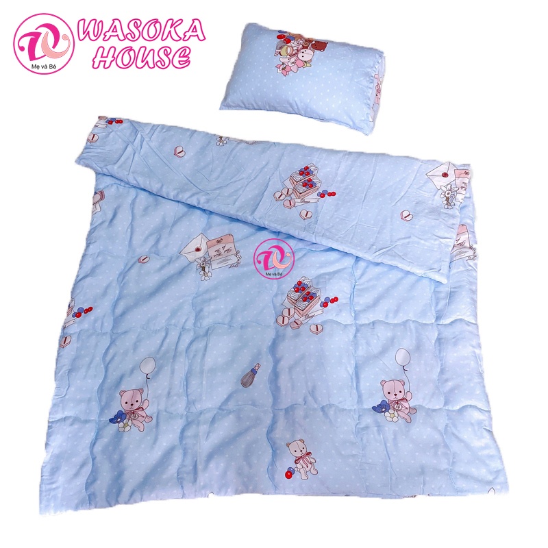 Bộ mền gối cho bé 1-5 tuổi, vải Tencel cao cấp mềm mịn, mát lạnh, họa tiết bé trai, gái đáng yêu