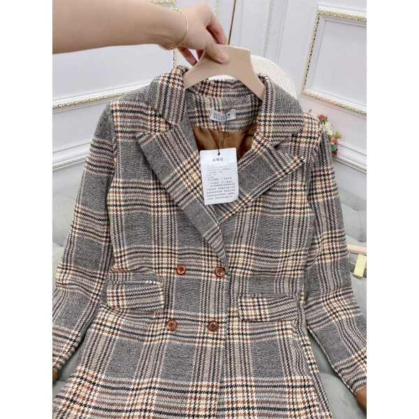 Áo Khoác Blazer Dạ Kẻ Cảm 2 Lớp Ulzzang Hàn Quốc Hottrend
