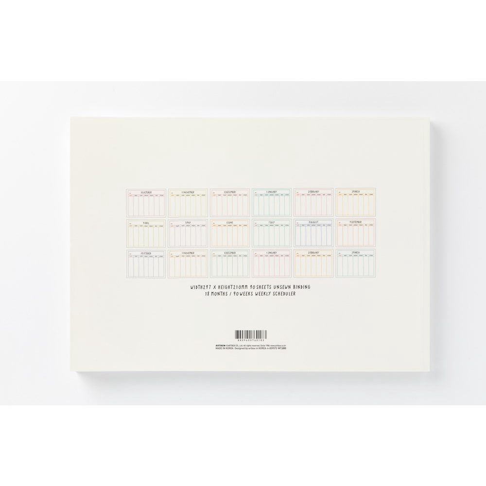 Cuốn Lịch Ghi Chú Kế Hoạch Hàng Tuần 18 Tháng ARTBOX Hàn Quốc Thiết Kế Viền Vàng