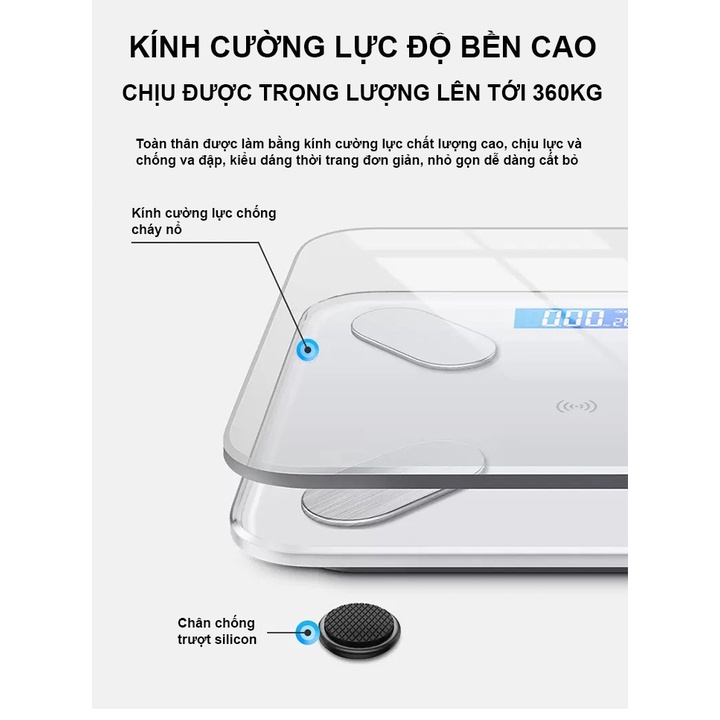 Cân Điện Tử Sức Khỏe KONKA T1 Kết Nối Bluetooth Phân Tích Chỉ Số Cơ Thể Đo Tỷ Mỡ, Béo Phì, Chất Đạm, Lượng Nước