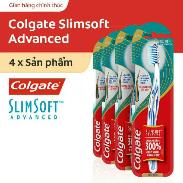 Bộ 4 bàn chải đánh răng colgate slimsoft advanced