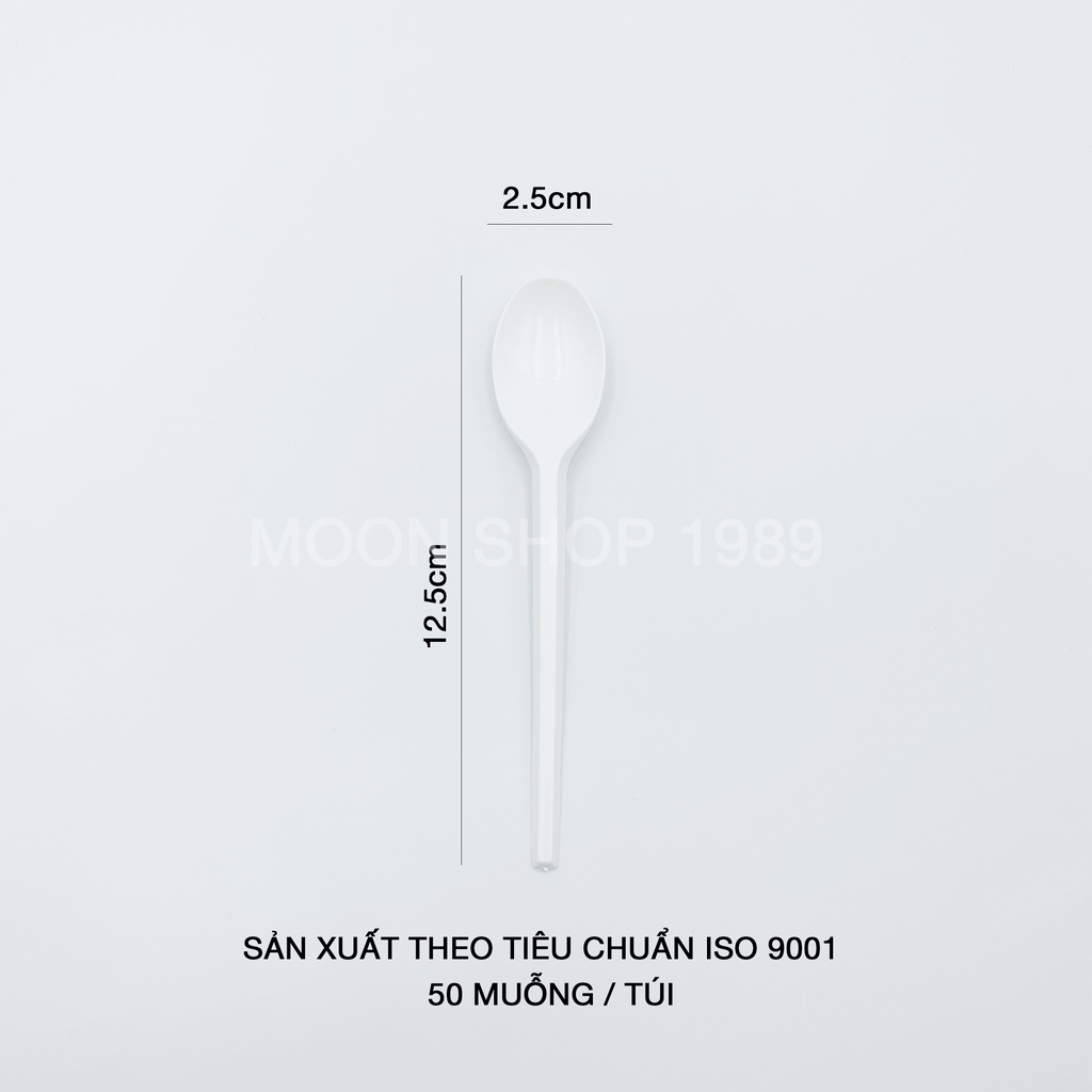 Combo 50 muỗng nhựa mini 12cm cao cấp dùng cho sữa chua - bánh kem