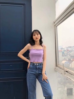 Áo Croptop 2s Trơn Cuốn Biên/TubeTop 2s Basic Kèm Ảnh+Clip Thật
