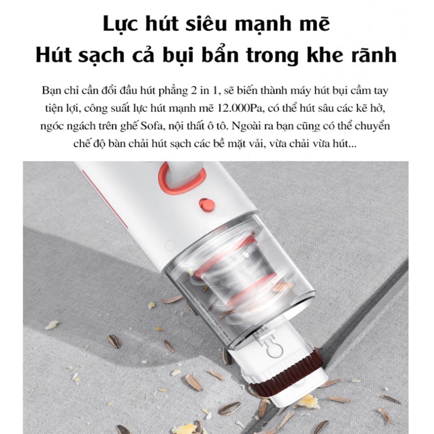 Máy Hút Bụi Cầm Tay Diệt Khuẩn DEERMA CM1300, lực hút 12000Pa, công suất 350W.
