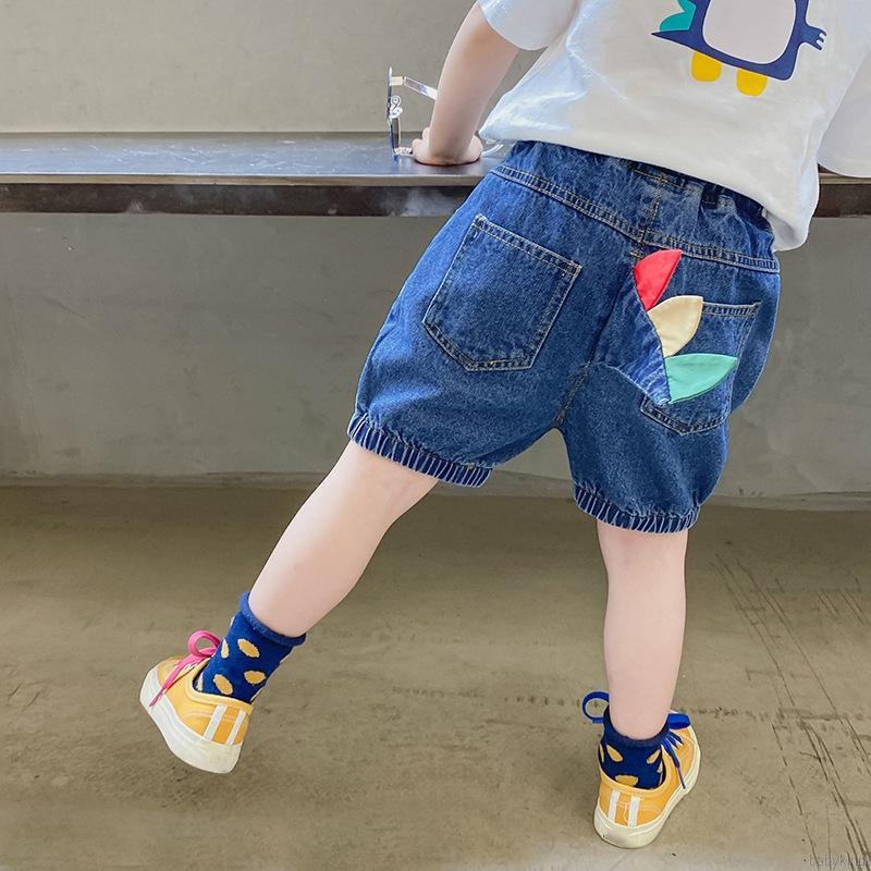 Quần Jeans Ngắn In Hình Khủng Long Dễ Thương Cho Bé