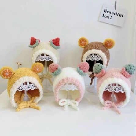 Mũ len lông cừu hoa quả ngộ nghĩnh cho bé 1-4 tuổi (vòng đầu 45cm)