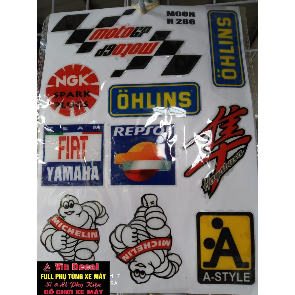 Tấm Tem dán xe chữ MOTO GP, LOGO MICHELIN, A-STYLE - Vindecal BD