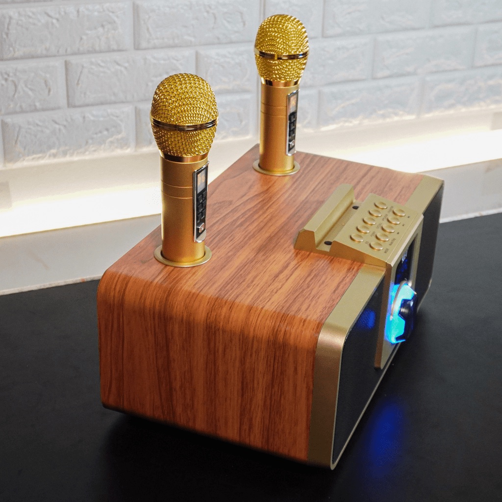 MT MAX Loa karaoke bluetooth KEI K08 Tặng kèm 2 micro không dây có màn hình LCD-Sạc pin cho mic ngay trên loa-Chỉnh bass