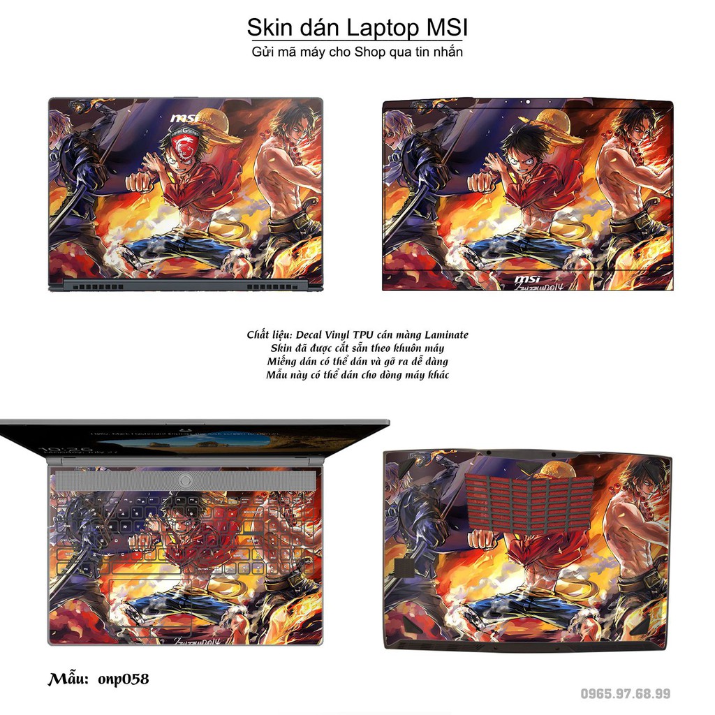 Skin dán Laptop MSI in hình One Piece nhiều mẫu 3 (inbox mã máy cho Shop)