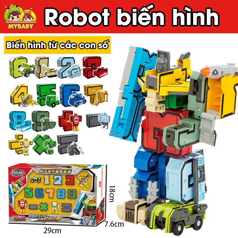 Bộ Đồ Chơi Robot Biến Hình Lắp Ráp Chữ Số Chi Tiết, Giáo Dục Cho Bé Tại Nhà, Mybaby