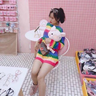 Áo len giấy cầu vồng