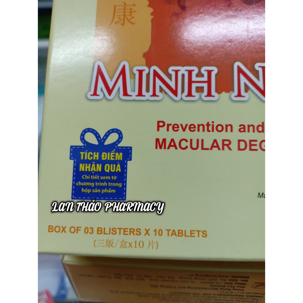 [có tem tích điểm] Minh Nhãn Khang hộp 30 viên hỗ trợ đục thủy tinh thể - thoái hóa điểm vàng