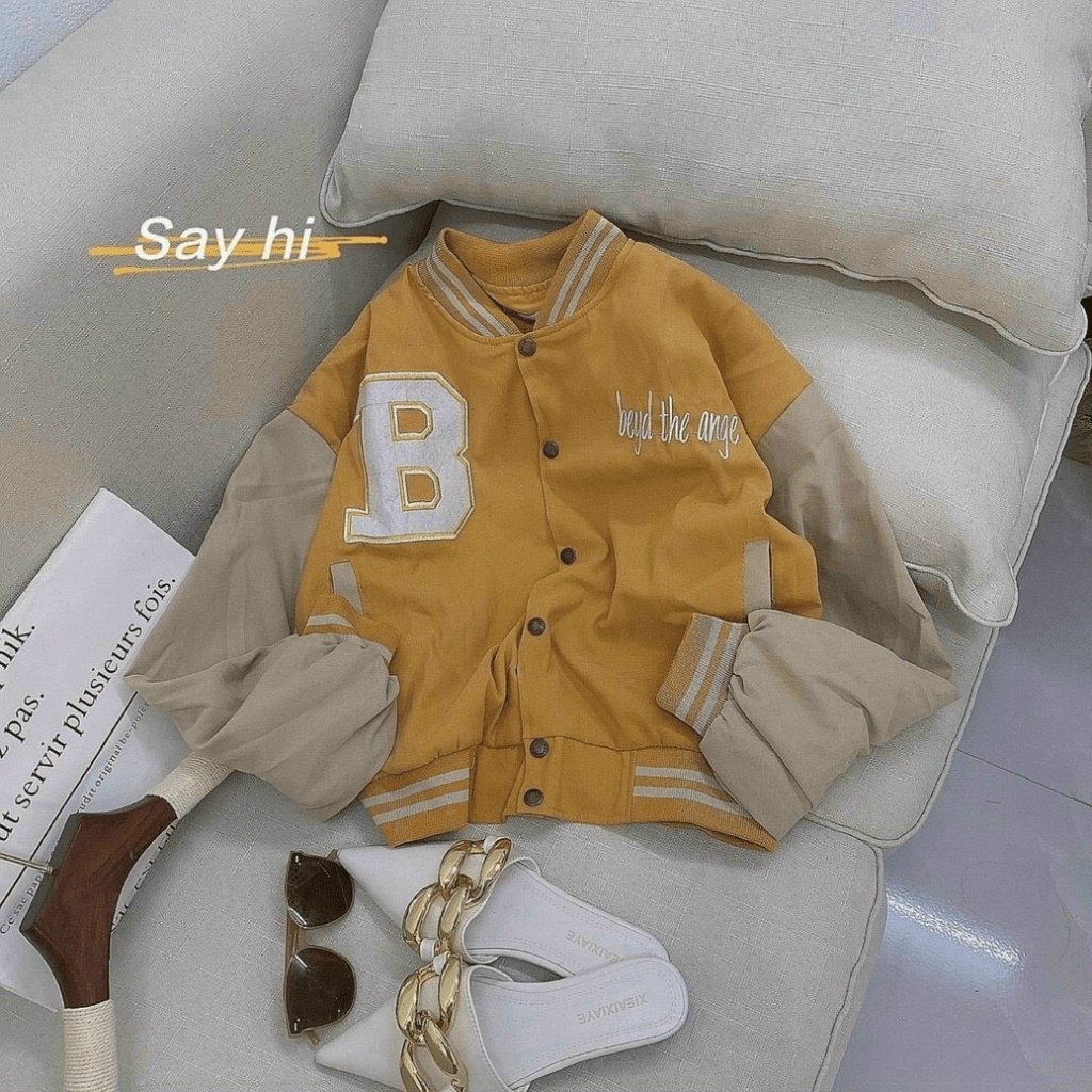 Áo Khoác Bomber Croptop Nữ Chất Da Lộn Phối Viền Cổ Logo Chữ B Thêu Nổi Form Rộng Mặc Đẹp Che Nắng Tốt [NEW UNISEX]