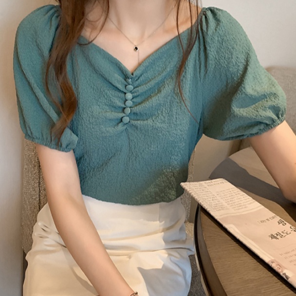 B&amp;G Áo Sơ Mi Tay Ngắn Dáng Rộng Chất Liệu chiffon Màu Trắng Thời Trang Quyến Rũ Cho Nữ Áo phông Nữ JL-TX-155