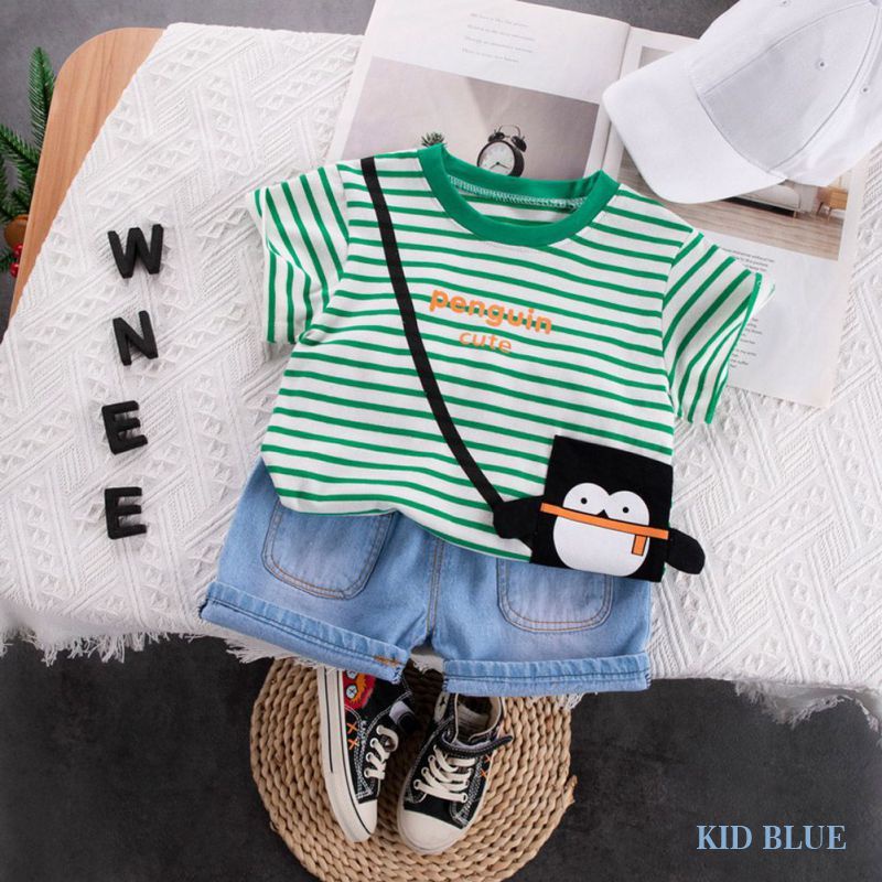 Set Áo Thun Ba Lỗ + Quần Short Denim Mềm Cho Bé Trai