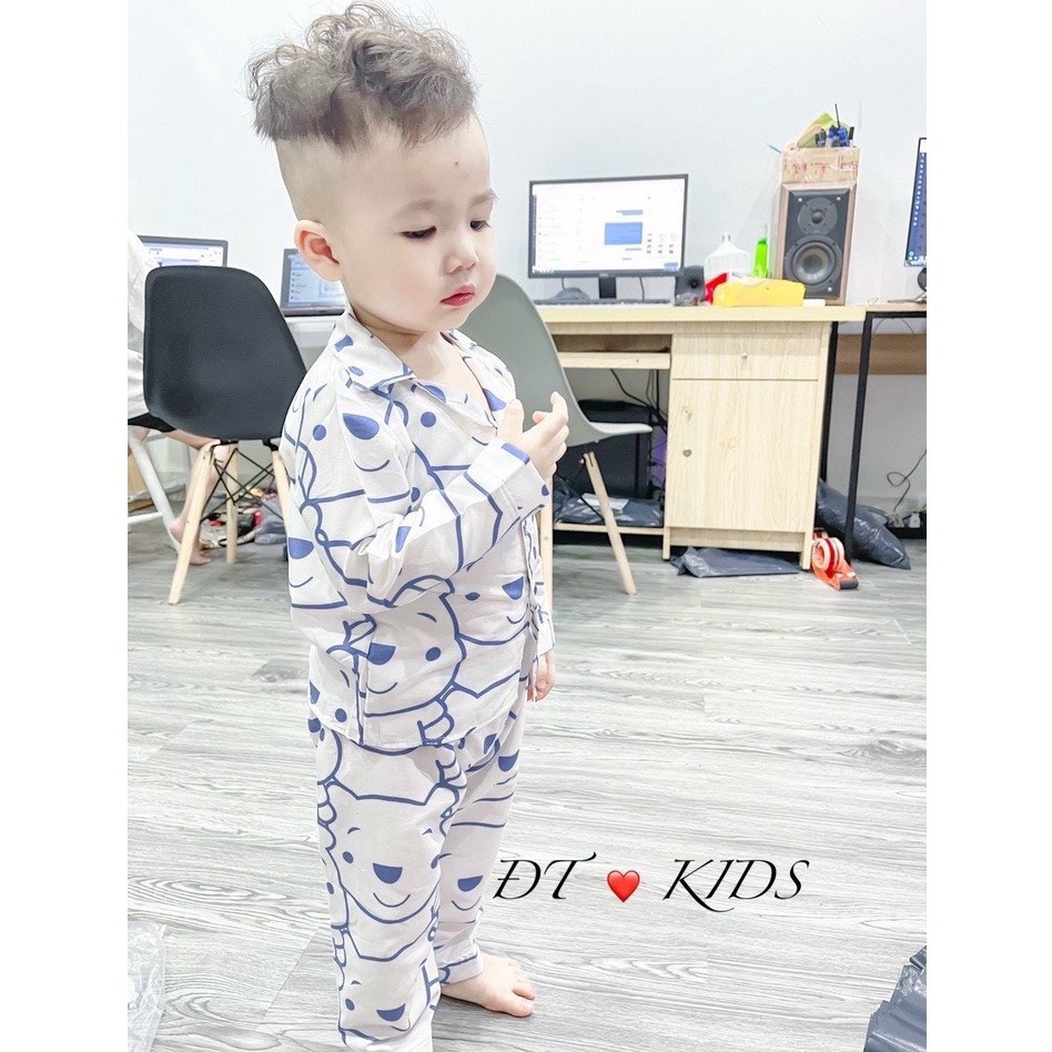 Đồ bộ dài tay trẻ em - Bộ Dài Tay PYJAMA Gấu Trắng Xanh Cho Bé