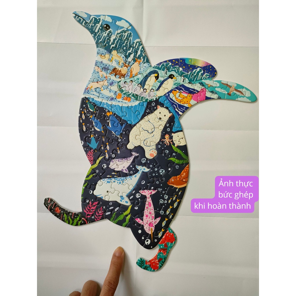 Xếp hình cho bé từ 3 tuổi bộ ghép hình puzzle từ  80 - 200 mảnh ghép nghệ thuật cao cấp chủ đề con vật khủng long