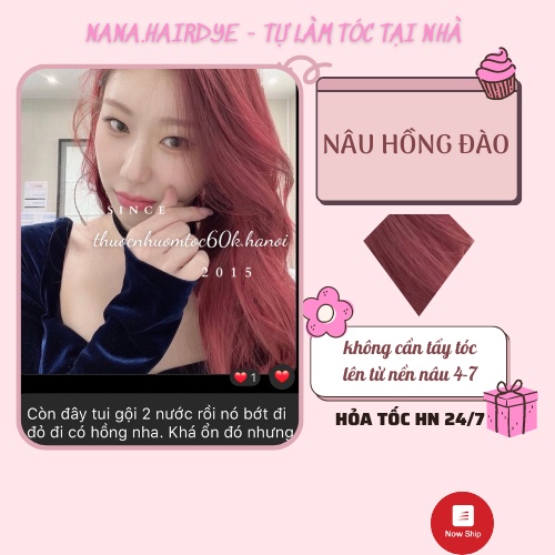 Thuốc nhuộm tóc màu Nâu Hồng Đào kèm trợ dưỡng găng tay mũ chụp