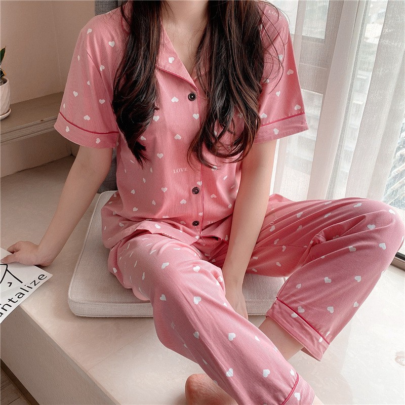 Pijama, Bộ Ngủ Nữ cotton ngắn tay quần dài BNND04