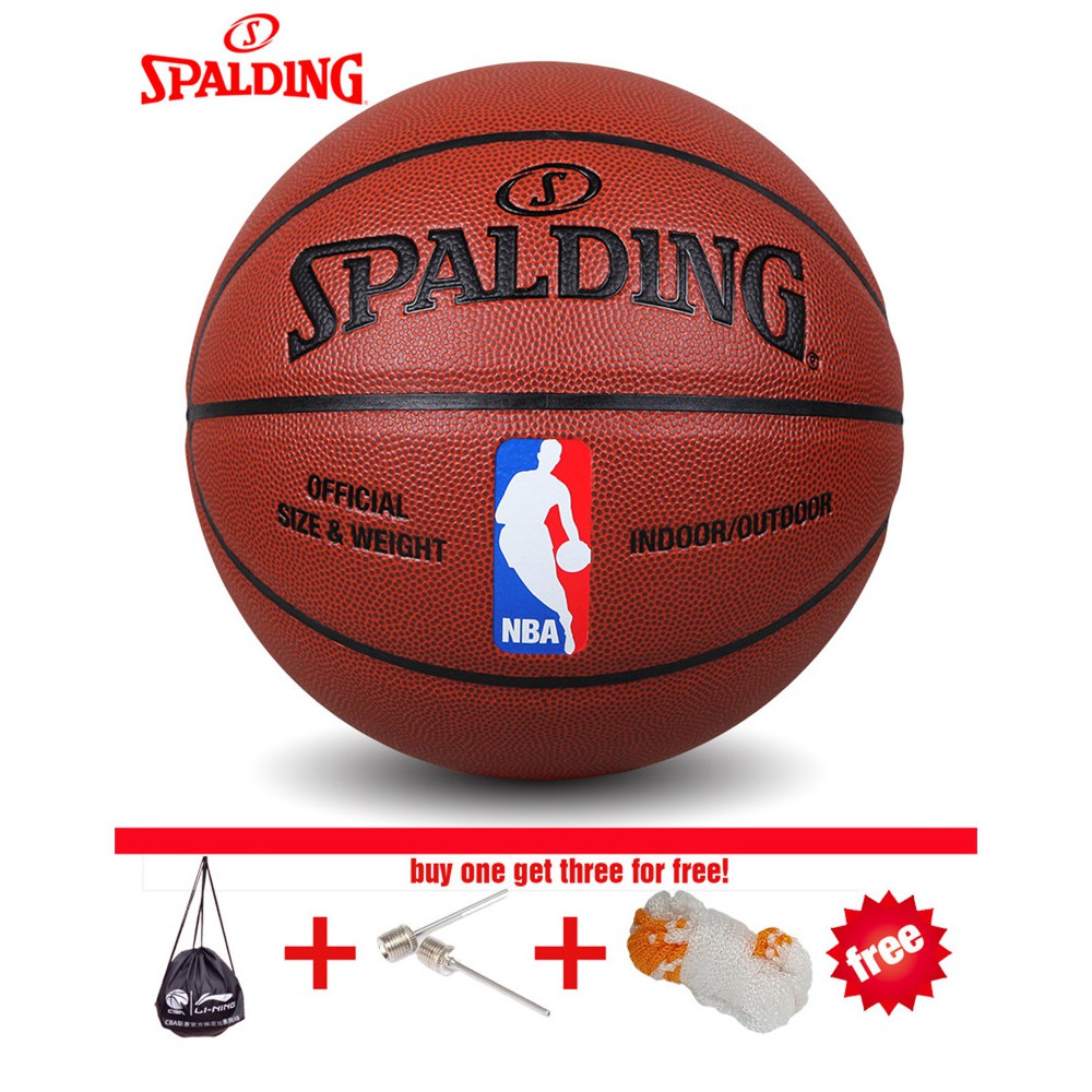 vận chuyển nhanh trận đấu bóng rổ chính thức NBA Spalding Basketball (74-602Y) cỡ 7 + lưới miễn phí + pin + túi