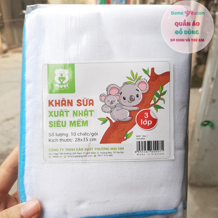 Khăn sữa 3 lớp xuất Nhật siêu mềm cao cấp Mipbi