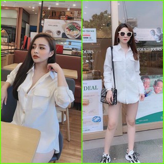 áo sơ mi form thụng chỉ nổi hàng đẹp
