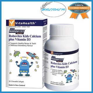 Viên Nhai Bổ Sung Canxi Cho Bé Vitahealth Robovites Kids Calcium Plus With Vitamin D3 - Hộp 30 Viên