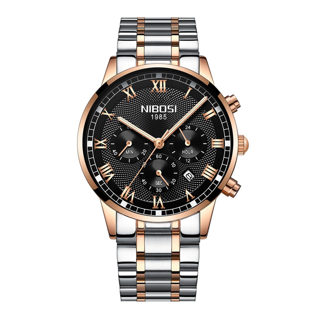 Đồng hồ nam NIBOSI 2339S dây thép 316L mặt vân sọc hiện đại size 43mm chống nước | BigBuy360 - bigbuy360.vn