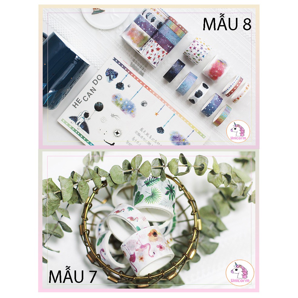 Set 10 cuộn băng dính trang trí - băng keo trang trí siêu đẹp trang trí scrapbook, sổ tay planner,...