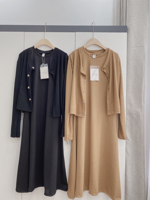 SET VÁY COTTON ZIP XOÈ MIX KHOÁC CARDIGAN