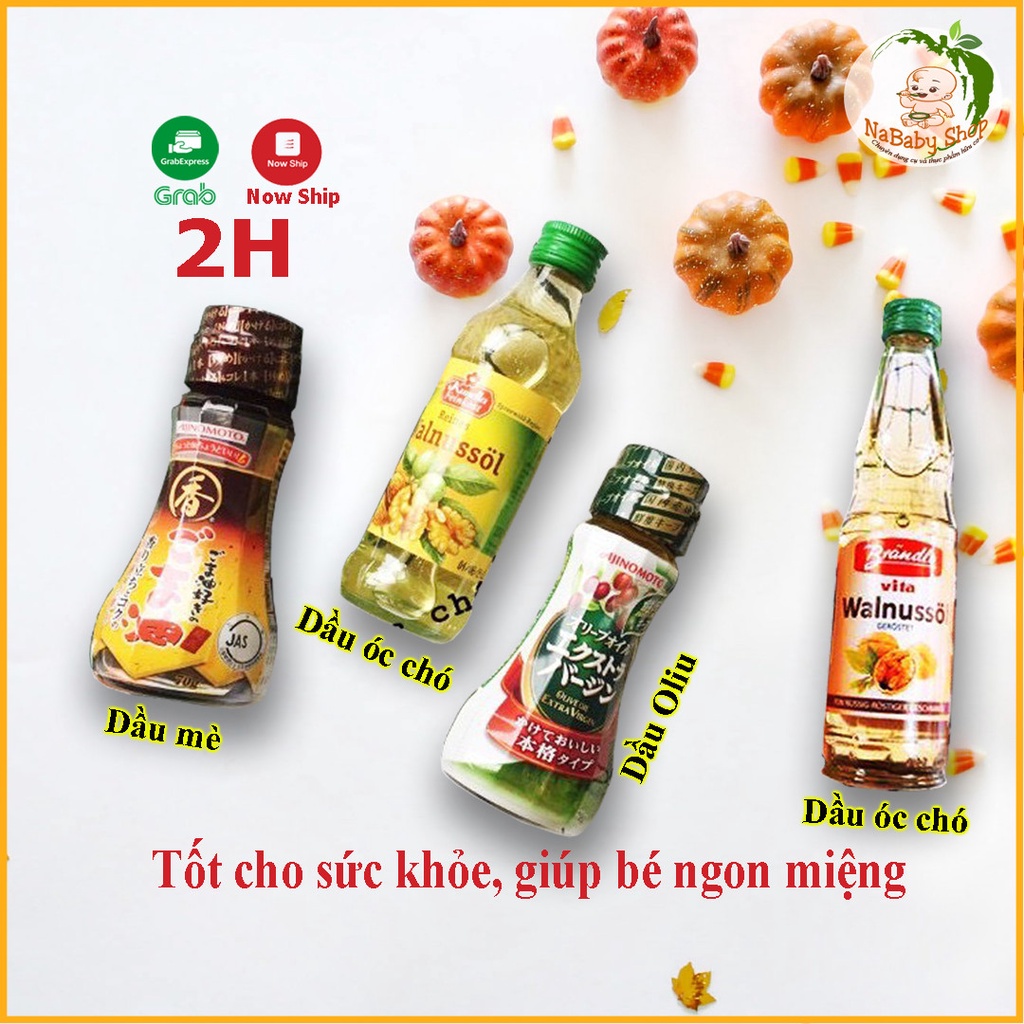 [Date 2023] dầu Oliu, dầu mè, dầu óc chó, dầu vừng Ajinomoto Olive oil -70g thơm ngon bổ dưỡng cho bé ăn dặm