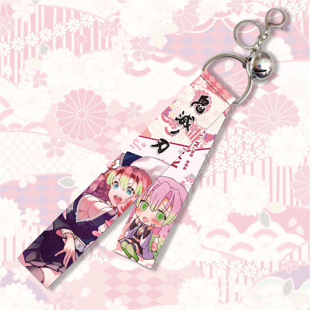 [Ready Stock] Demon Slayer Blade Tanjiro Nezuko Backpack Ornament Double-sided Ribbon Keychain