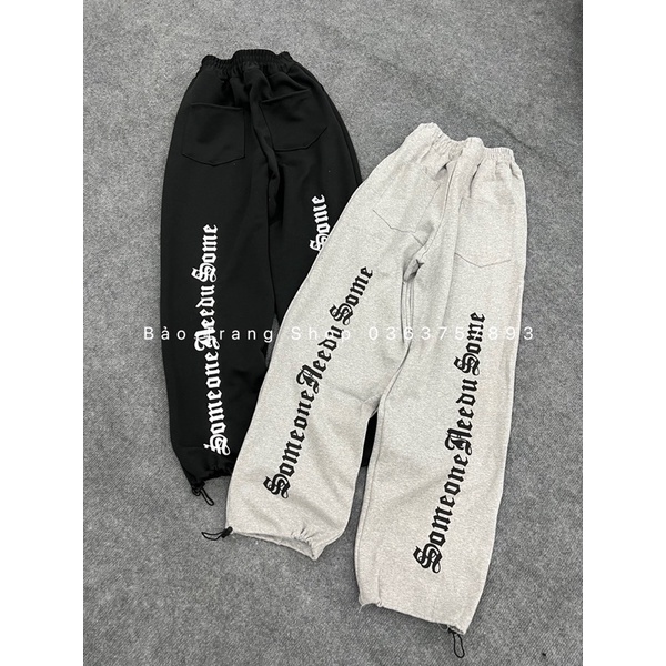 Quần Jocgger Ống Rộng Chốt Gấu Chất Tăm Dày Unisex Nam Nữ FREESIZE Form Rộng