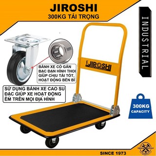 Xe Đẩy Hàng Tải 300kg JIROSHI Gấp Gọn Sàn Xe Lớn - Công Nghê Nhật Bản