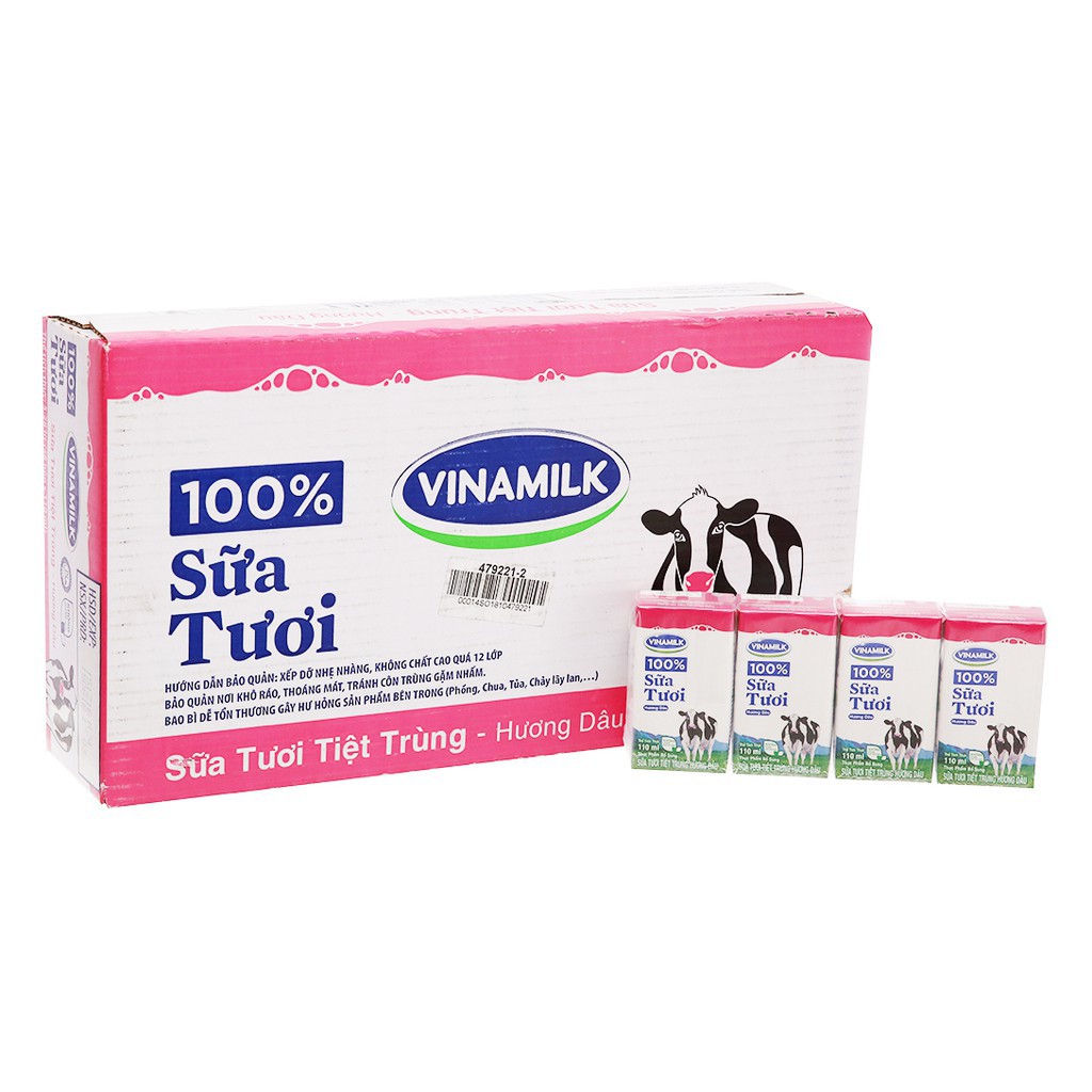 Thùng 48 hộp sữa tiệt trùng Vinamilk 100% Sữa Tươi 110ml.