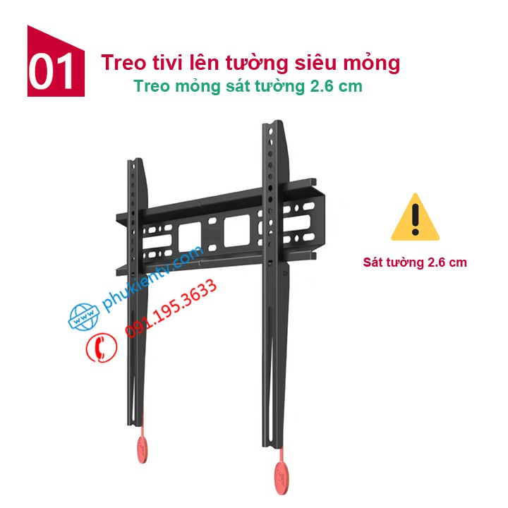 Giá Treo Tivi NB D2F 32 - 55 Inch Sát Tường 2.6 cm - Hàng Chính Hãng