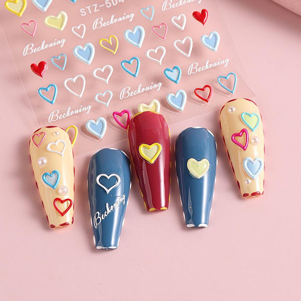 Miếng Dán Trang Trí Móng Tay 5D Hình Bướm Trái Tim Xinh Xắn