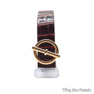 Thắt lưng nam mặt tròn vân cá sấu