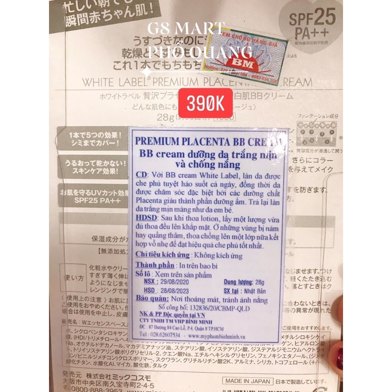 KEM WHITE LABEL BB PREMIUM PLACENTA chống nắng dưỡng da | BigBuy360 - bigbuy360.vn