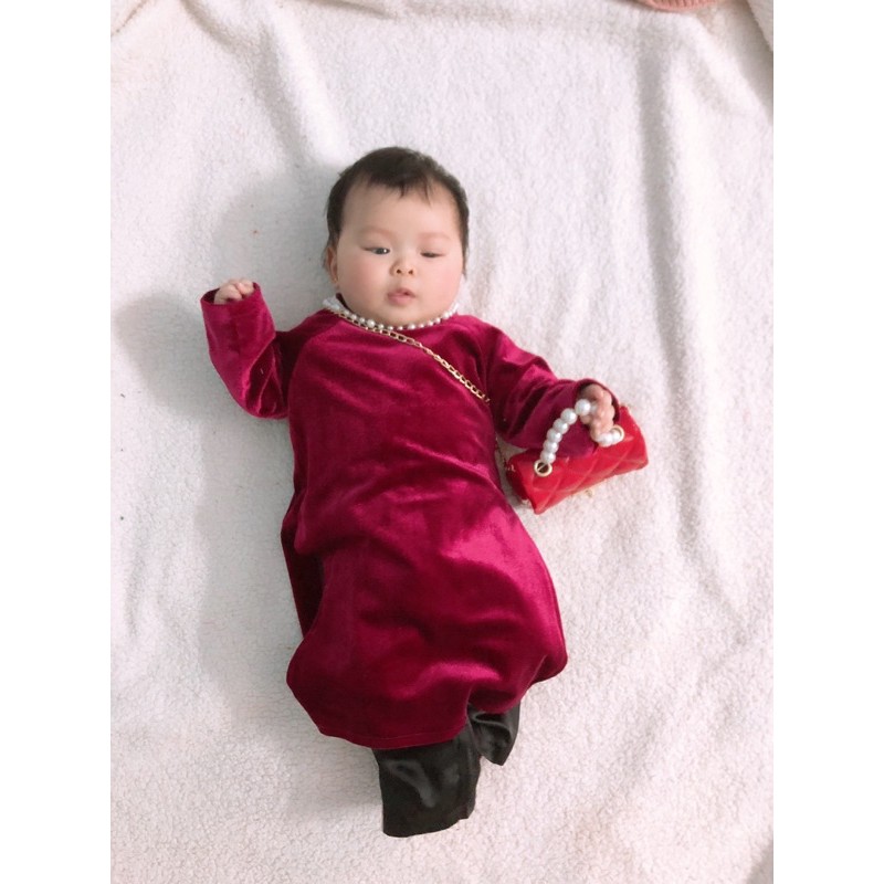 áo dài nhung bé gái